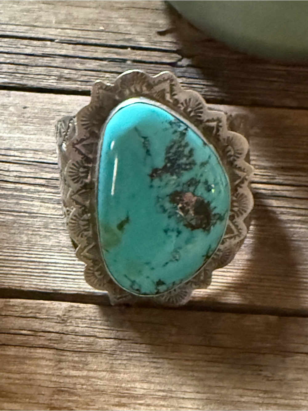HUGE turquoise stone Cuff silver bracelet Tawney Willie - Picture 2 of 5